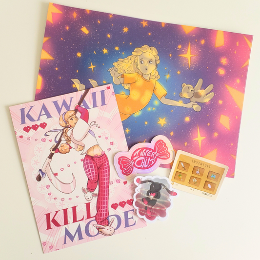 Pack SURPRISE Medium - 3 stickers, 1 print A5, 1 print A4